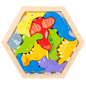 Nouveau design jouets éducatifs de bonne qualité blocs de puzzle en bois jouet dessin animé animaux jouets de circulation - Product Image 6