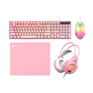 4 Trong 1 2025 New Chuột Và Bàn Phím Tai Nghe Chuột Pad Combo, Màu Hồng 4 Trong 1 Bàn Phím Chơi Game Chuột Tai Nghe Combo Cho Cô Gái - Product Image 1