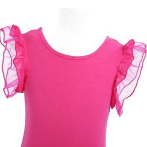 Justaucorps de ballet à manches volantées pour filles de 3 à 12 ans, en spandex, dos croisé, col rond, pour la danse et l'entraînement, personnalisable pour enfants - Product Image 4