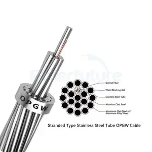 Central Tube Structure with Double stranded Layers OPGW Cable 24 Core cable de fibra optica opgw de trenzado