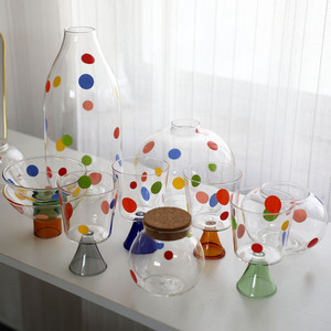 Colorful Polka Dot Glass Mugs <b>Clear</b> Coffee Cups With Handle For Coffee Lovers - Product Image 1