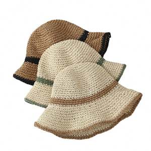 Chapeau de soleil d'été pour femme, casquette de plage, chapeau bob souple, chapeau de paille pliable au crochet - Product Image 1