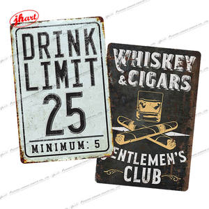 饮料限制25旧货金属标志酒吧俱乐部酒吧人洞穴墙装饰威士忌和雪茄锡标志定制8 "x12" 金属海报批发 - Product Image 1