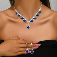 Diamant-Strass-Halskette und Ohrringe Set für Damen, 2-teilig, Tropfenförmiger Kristall, V-förmig, Brautschmuck, Hochzeit, Abschlussball, Party, Schmuckset, Geschenk