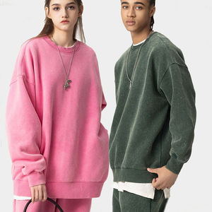 Sudadera básica Unisex con cuello redondo en blanco, conjunto de sudadera y pantalones de chándal informal gruesa de manga larga para hombre - Product Image 1