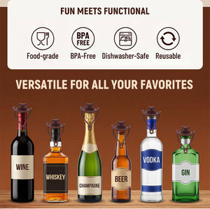 Bouchons à vin, bouchon en silicone pour <span class=keywords><strong>Prosecco</strong></span>, bouchon pour <span class=keywords><strong>bouteille</strong></span> de vin, bouchon à champagne en forme de chapeau de cowboy, cadeau amusant pour les amateurs de vin - Product Image 2