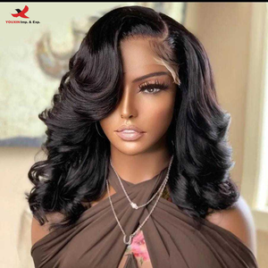 HQ Mixed Proc Discount 13x4 HD Brazilian Remy Wavy Long 200D Glueless for Lace Front Natural Color Bouncy <b>Human</b> <b>Hair</b> <b>Wigs</b> - Product Image 2