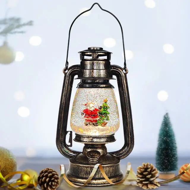 Lanterna de água com glitter iluminada, à bateria, decoração, presentes de natal