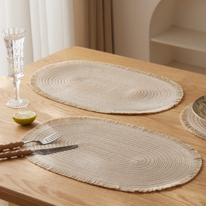 Set de table décoratif pour la maison, l'hôtel, simple, uni, tissé, ovale, lavable, pour la cuisine, la salle à manger, le bureau - Product Image 5