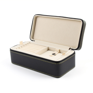 Estuche de viaje de lujo de PU con cremallera para joyas, de doble capa, multifuncional, para colección de anillos, colgantes, brazaletes y collares. - Product Image 1