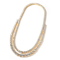 Collier Chaîne Tennis Hiphop en Argent Sterling 925 Plaqué Or 18K avec Moissanite VVS 3MM Effet Glacé pour Femme