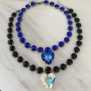 LS-L6215 Collane Gotiche con <span class=keywords><strong>Cuore</strong></span> di Cristallo all'Ingrosso, Collane con Ciondolo Arcobaleno AB Blu Zaffiro, <span class=keywords><strong>Collana</strong></span> con <span class=keywords><strong>Grande</strong></span> <span class=keywords><strong>Cuore</strong></span> di Strass - Product Image 2