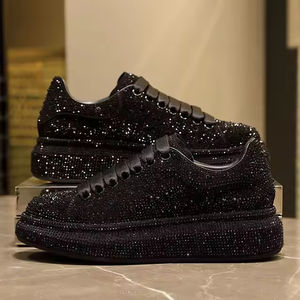 Zapatillas Deportivas de Plataforma de Diseño de Lujo Originales con Diamantes, con Cordones, Negras, Talla Grande, para Hombre y Mujer - Product Image 1