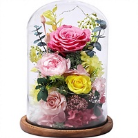 Rose Éternelle Sous Cloche en Verre - Cadeau d'Anniversaire pour Femme, Grand-Mère, Amies, Décoration d'Intérieur 5.9"D X 5.9"W X 9.9"H