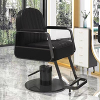 Fauteuil de Barbier Élégant en Cuir Blanc, Chaise Pivotante de Salon de Coiffure en Acier Inoxydable Brillant avec Base Robuste
