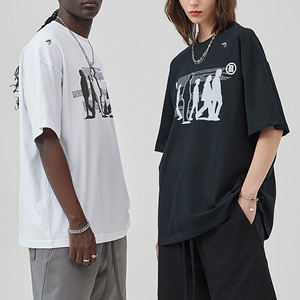 Camiseta de gran tamaño para hombre, Camiseta con estampado de pulverización directa Digital, Camiseta holgada de algodón pesado para hombre, camiseta con serigrafía, ropa <span class=keywords><strong>homb</strong></span> - Product Image 1