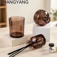 Bouteilles en verre pour diffuseur à bâtonnets, couleur personnalisée marron, 50ml, 150ml, 200ml, 300ml, avec boîte et bâtonnets noirs