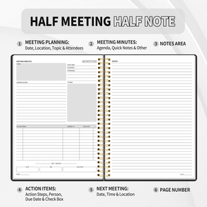 Carnet de réunion professionnel en spirale B5 pour le bureau, carnet de notes exécutif personnalisé à couverture rigide - Product Image 4