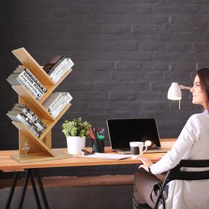 4 lớp cuốn sách hiển thị bằng gỗ Kệ sách thư viện treo tường kệ sách cây gỗ Kệ sách lưu trữ giá tre kệ sách - Product Image 3