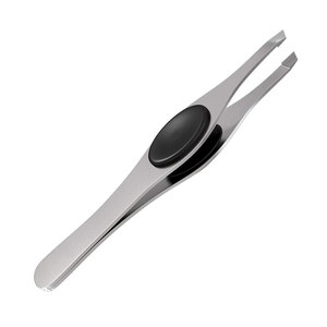 Pince à épiler pour sourcils OEM sous marque privée, en acier inoxydable, avec poignée antidérapante, logo personnalisé, pointe inclinée en acier - Product Image 1
