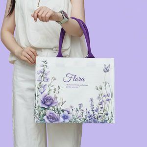 Sac de courses <span class=keywords><strong>en</strong></span> toile élégant avec logo personnalisé, motif <span class=keywords><strong>lavande</strong></span> et rose violette, <span class=keywords><strong>pour</strong></span> promotion d'entreprise et publicité <span class=keywords><strong>en</strong></span> supermarché - Product Image 3