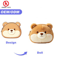 Dompet Boneka Beruang Cokelat Custom dengan Resleting untuk Hadiah Promosi Bahan Lembut Bersertifikat CE 12cm 100 Pcs MOQ OEM