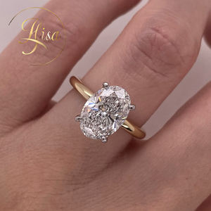 Cincin soliter kepala <span class=keywords><strong>Platinum</strong></span> kustom Vvs Lab berlian tumbuh potongan Oval 10K 14K 18K perhiasan cincin pertunangan emas mewah - Product Image 2
