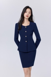 Costume professionnel pour femmes, vente en gros OEM, automne-hiver, uniforme <span class=keywords><strong>de</strong></span> réceptionniste d'hôtel, tenue <span class=keywords><strong>de</strong></span> travail <span class=keywords><strong>de</strong></span> bureau - Product Image 4