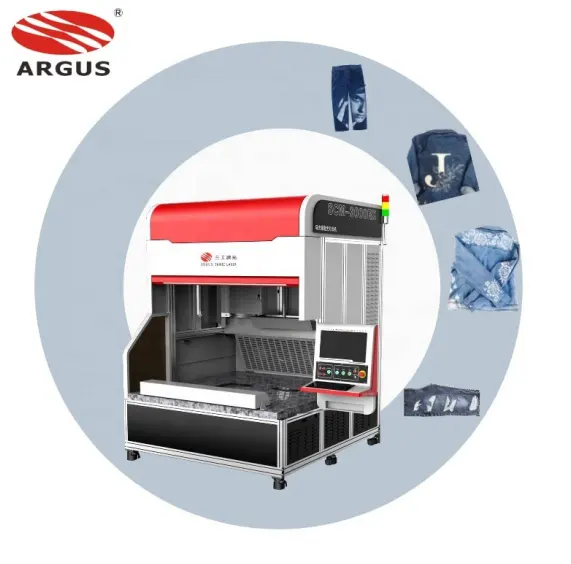 ARGUS LASER-Machine de Marquage Laser pour Jeans Denim et Textiles, Lavage Galvo, 200W, 300W, 500W