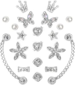 Breloques décoratives pour chaussures en plastique, motifs papillon et fleur, ornées de strass étincelants et de perles, pour femmes, idéales pour les fêtes - Product Image 1