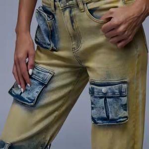 Nouveau Jean Cargo Baggy Femme Automne en Coton Délavé à l'Acide, Multi-Poches, Style Urbain Personnalisé, pour Filles - Vente Flash - Product Image 2
