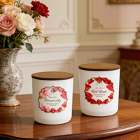 Bougie en cire de paraffine parfumée dans un bocal en verre rond blanc avec couvercle en bambou, faite à la main pour la décoration de la maison, les fêtes et les mariages, utilisation en intérieur