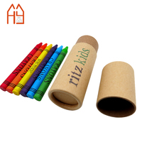 Kinderen Niet-Giftige Crayons 6 Kleuren Tekenen Crayon Set Eco Kraft Papier Buis Verpakking Kunst Schilderen Schoolkantoorbenodigdheden Feestartikelen