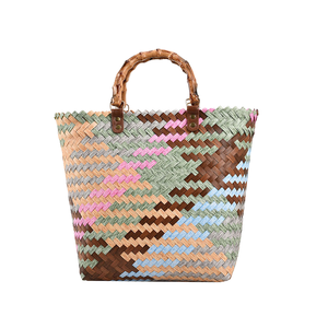 Large Capacity Eco Friendly PP Woven Straw Rattan Open Tote Bag Two <b>Straps</b> Lightweight Durable Waterproof Portable Casual - Product Image 1