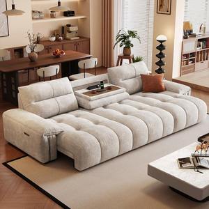 Sofá Eléctrico Retráctil para Sala de Estar, Sofá Cama con Tela Resistente a Arañazos, Estilo Crema, Moderno, Simple, Sofá Recto - Product Image 4