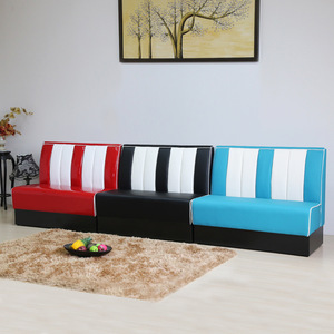 Asiento de cabina de <span class=keywords><strong>restaurante</strong></span> con respaldo en forma de V, estilo Retro americano de los 50, vinilo rojo <span class=keywords><strong>y</strong></span> <span class=keywords><strong>blanco</strong></span> - Product Image 3