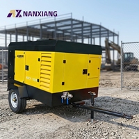 Compresor de Aire de Tornillo Portátil Diésel Nanxiang de 21 Bares y 157KW, de Alta Presión, Remolcable, para Minería y Canteras