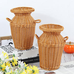 Huangtu Rattan Hand gewebte Desktop Retro Dekoration Blumenvase Dekoration Pflanzen korb Handgemachte Blumen korb Topf - Product Image 4