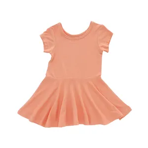 Vestido infantil de verão para meninas, peça única, bebê, princesa, padrão rosa, feito de algodão e viscose, confortável para crianças