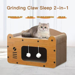 Kare yeni dayanıklı ve kırılmaz ahşap karton kutu Pet kedi tırmalamak kurulu kedi evi yatak evde - Product Image 2