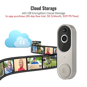 جرس باب ذكي لاسلكي بدقة 1080 بكسل مقاوم للماء IP65 مع رؤية ليلية واتصال ثنائي الاتجاه وكشف الحركة وتخزين سحابي وواي فاي 2.4 جيجاهرتز - Product Image 5