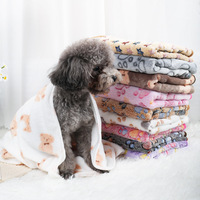 Couverture pour animaux de compagnie en polaire corail double face, couverture douce en flanelle pour chien et chat avec imprimé animal mignon, accessoires de lit pour animaux de compagnie confortables et chauds