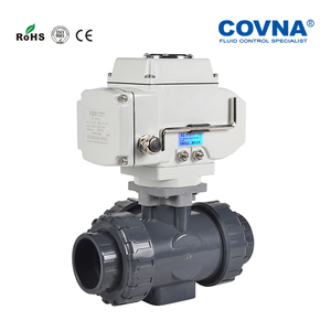 วาล์วบอลไฟฟ้าแบบมอเตอร์ COVNA สำหรับงานด่วน แบบเกลียวสามทาง UPVC พลาสติก พร้อมข้อต่อแบบ True Union ใช้ไฟ DC24V วาล์ว 3 ทาง PVC - Product Image 6