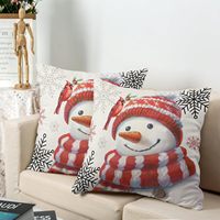 Housses de coussin de Noël et de fêtes d'hiver motif Bonhomme de neige 18x18, lot de 2, rouge, avec motif Bonhomme de neige, oiseau cardinal et flocon de neige, en mélange de coton, avec fermeture éclair