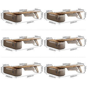 Juego de mesa y silla de oficina de jefe de lujo, muebles de oficina de madera de nuevo diseño, escritorio de oficina ejecutivo en forma de <span class=keywords><strong>L</strong></span> de diseño moderno, escritorio Ceo - Product Image 4