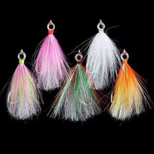 Hameçons de pêche Big Eyes UV Bucktail Teasers en acier à haute teneur en carbone à deux ardillons pour leurres de pêche Steelhead Minnow, saumon et bar. - Product Image 1