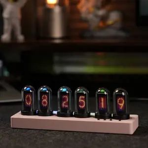 Mini LED Multifunction Nixie Clock Night Light With IPS Color Digital Display USB Rechargeable APP Controlled