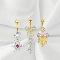 Piercing de nombril en acier inoxydable Xinfocus pour femmes, plaqué or, fleur pendante, anneaux de nombril, bijoux de mode pour femmes et hommes