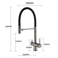 Robinet de cuisine moderne noir brossé avec capteur tactile, cartouche céramique, en acier inoxydable 304, avec douchette extractible et flexible en silicone