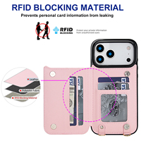Étui portefeuille en cuir PU de qualité supérieure avec bandoulière, fermeture éclair et protection antichoc pour iPhone 16/17/18 Pro Max